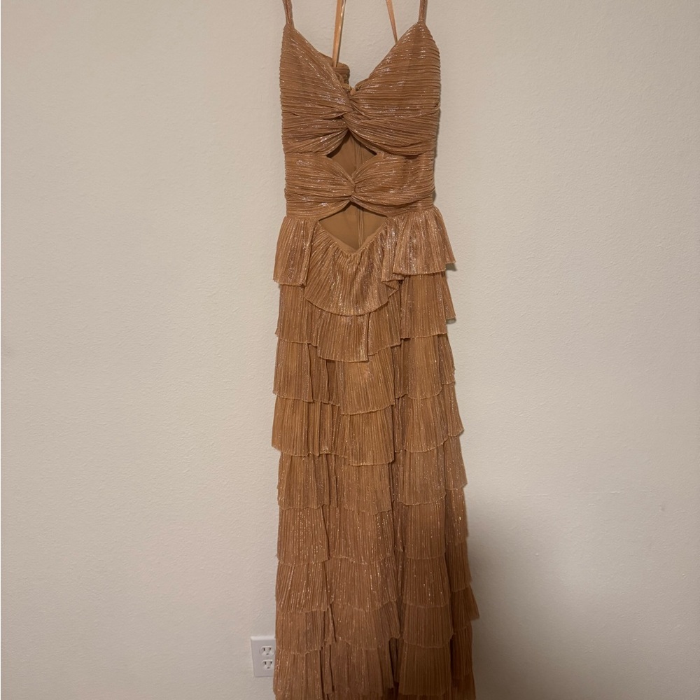 Gianni Bini Tan Tiered Maxi Dress
